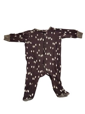 0-3 Month Gerber Dark Gray One-Piece Footed Pajamas with Cream Tree Pattern